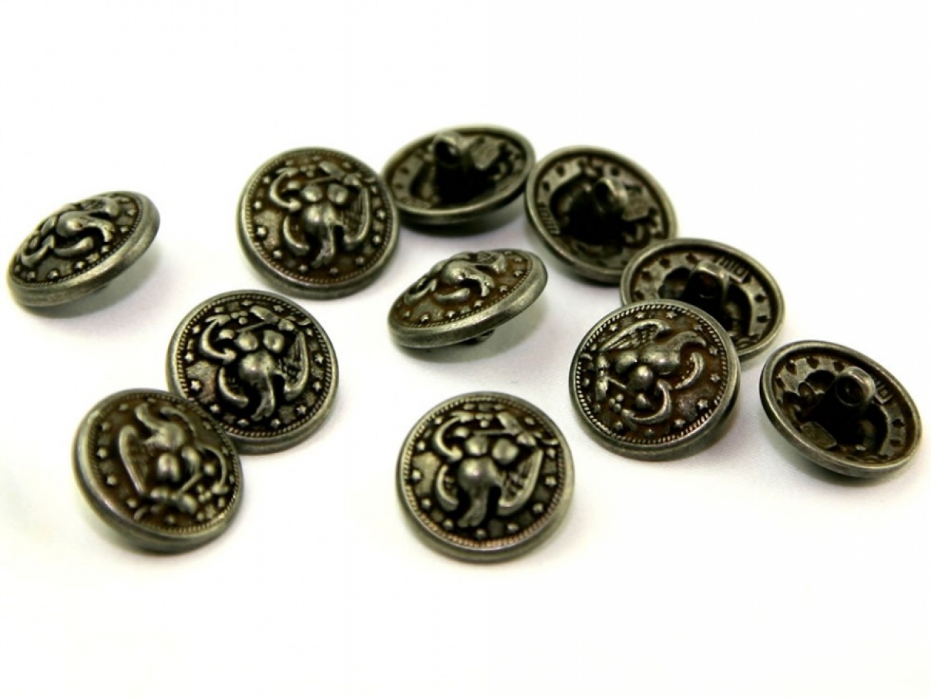 Dill Metal Eagle Buttons Antique Silver