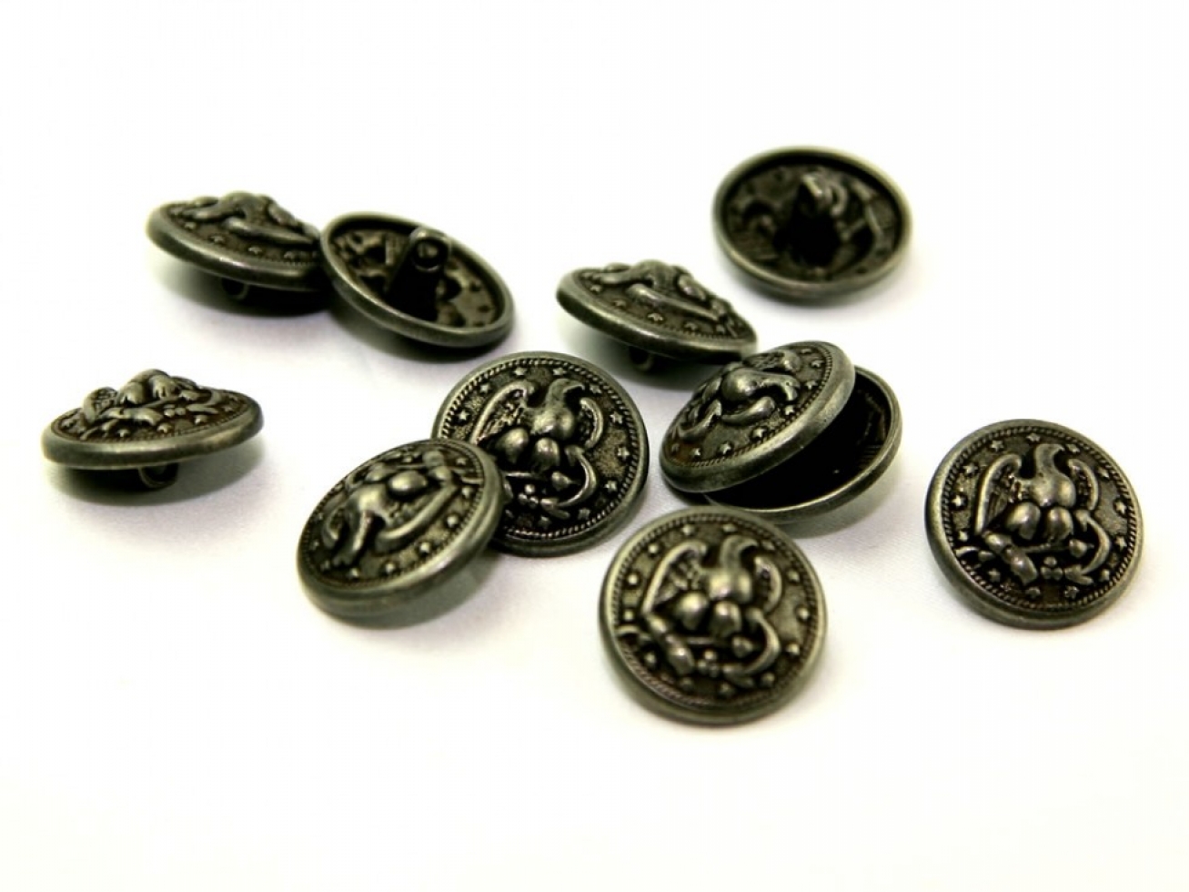 Dill Metal Eagle Buttons Antique Silver