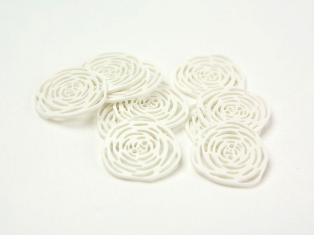 Dill Delicate Rose Buttons White