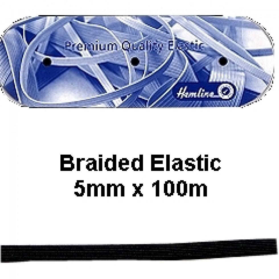Hemline Flat Polyester Elastic Black