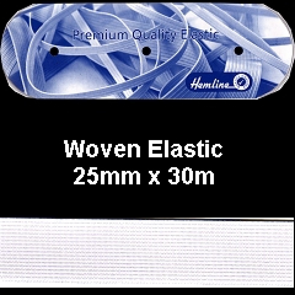 Hemline Flat Woven Elastic White
