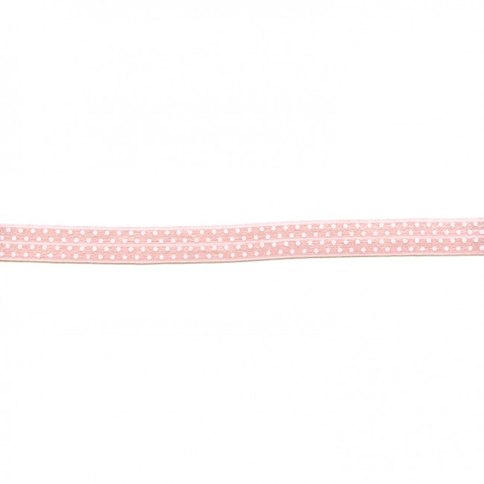 Spotty Fold Over Elastic Rose Pink