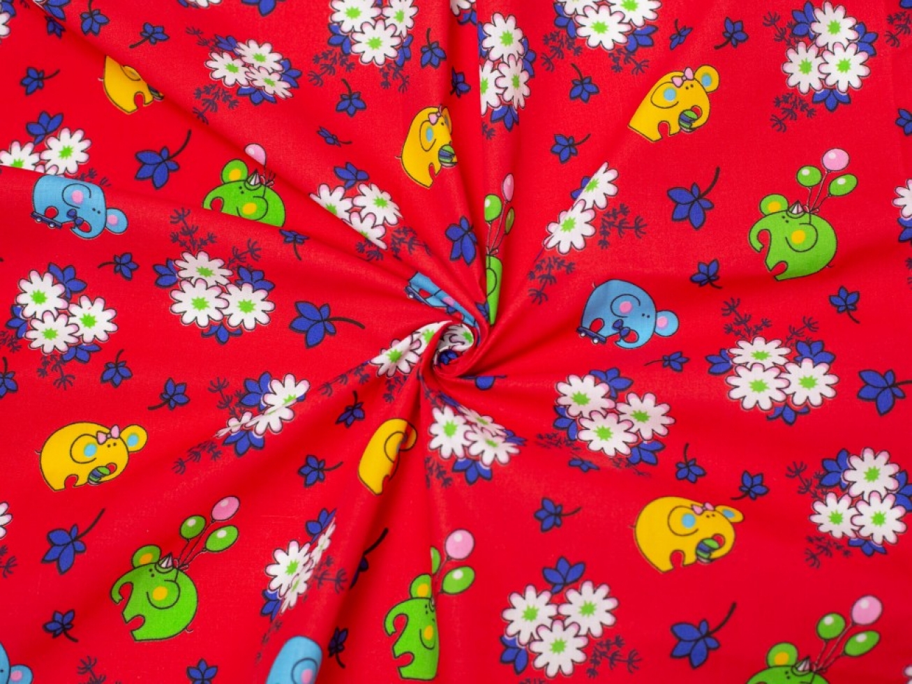 Printed Polycotton Fabric Red