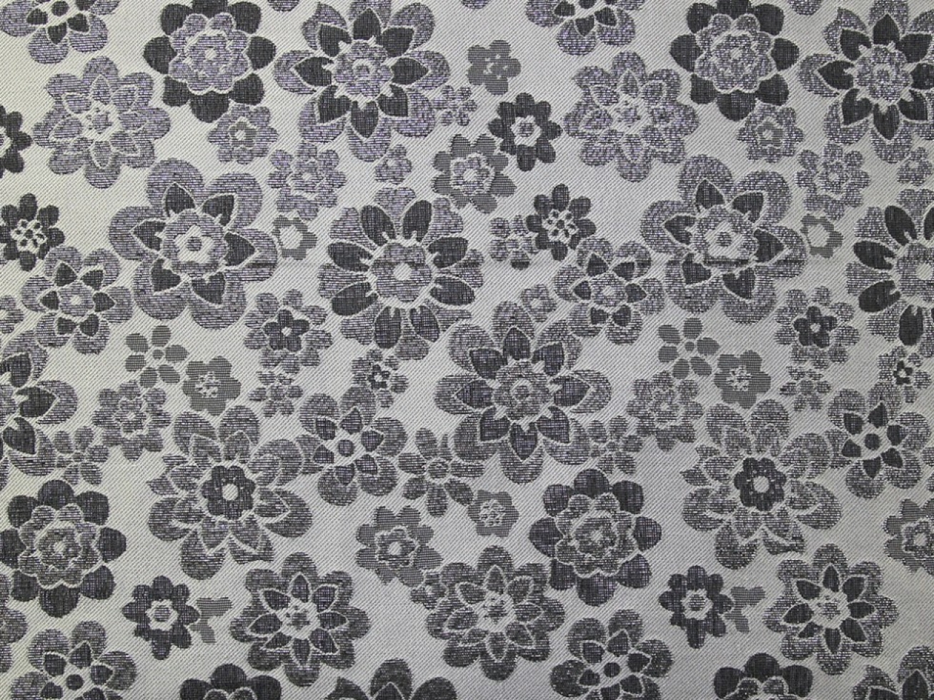 Metallic Woven Brocade Fabric Grey