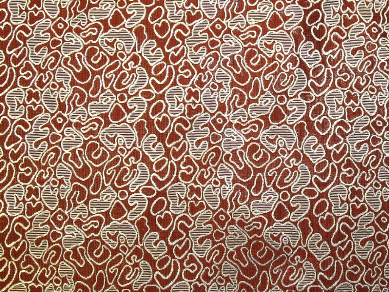 Metallic Woven Brocade Fabric Orange & Gold