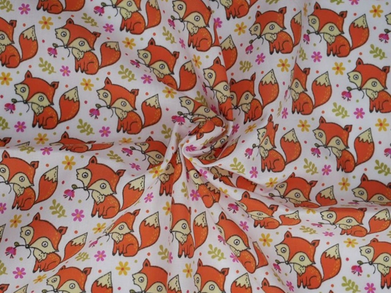 Printed Polycotton Fabric White