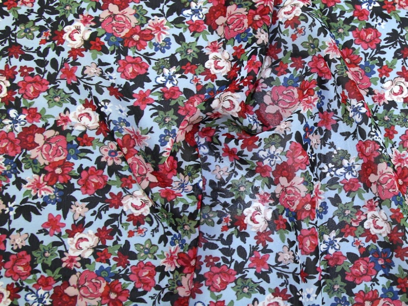 Sheer Chiffon Fabric Blue Red