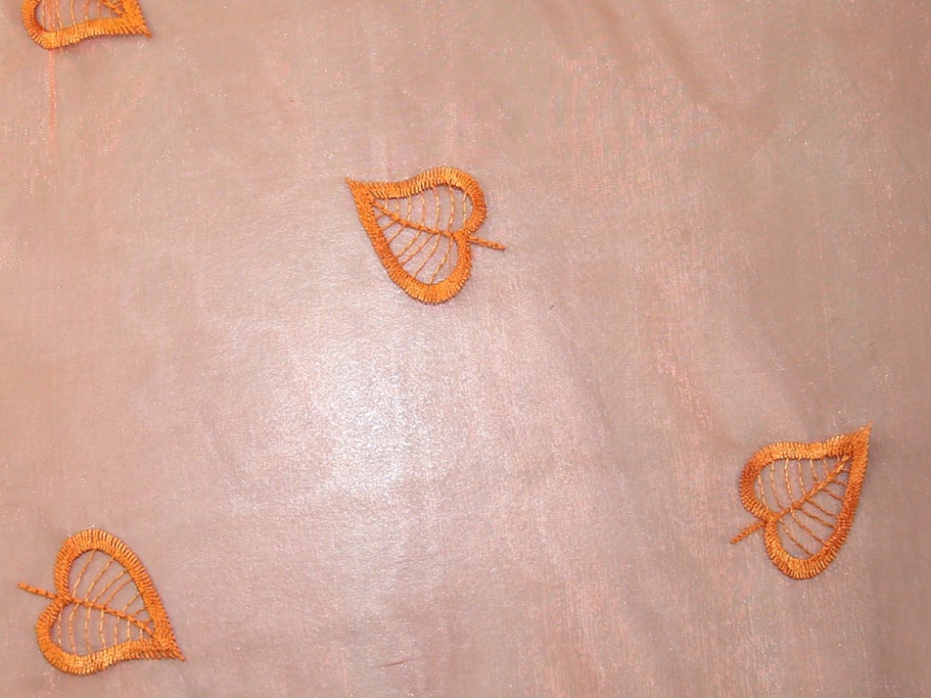 Embroidered Organza Fabric Peach