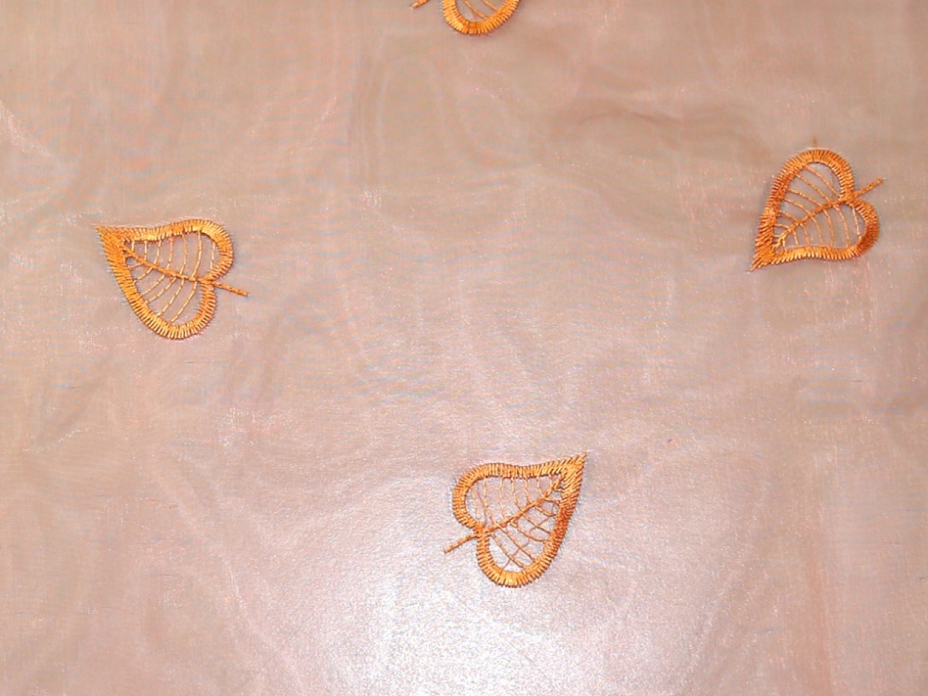 Embroidered Organza Fabric Rust
