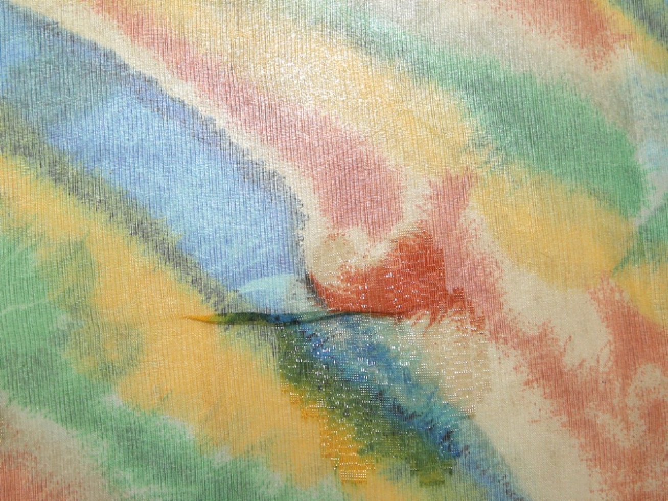 Rainbow Organza Fabric Emerald & Royal