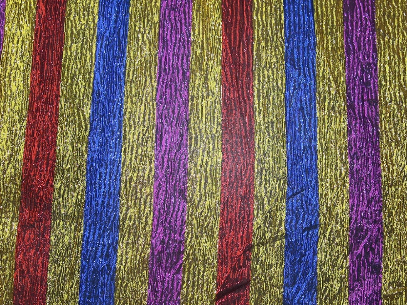 Crinkle Metallic Lame Fabric Purple Red Blue Gold