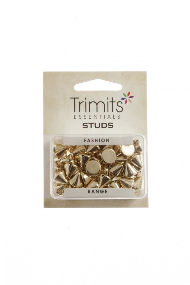 Trimits Cone Sew On Metal Studs Gold