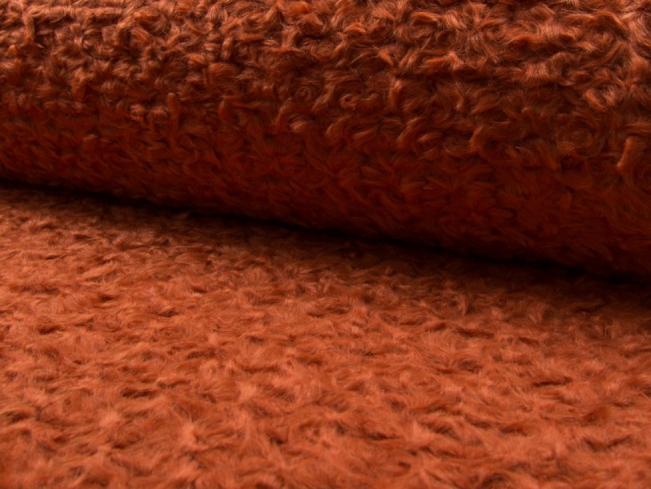Curly Faux Fur Fabric Burnt Orange