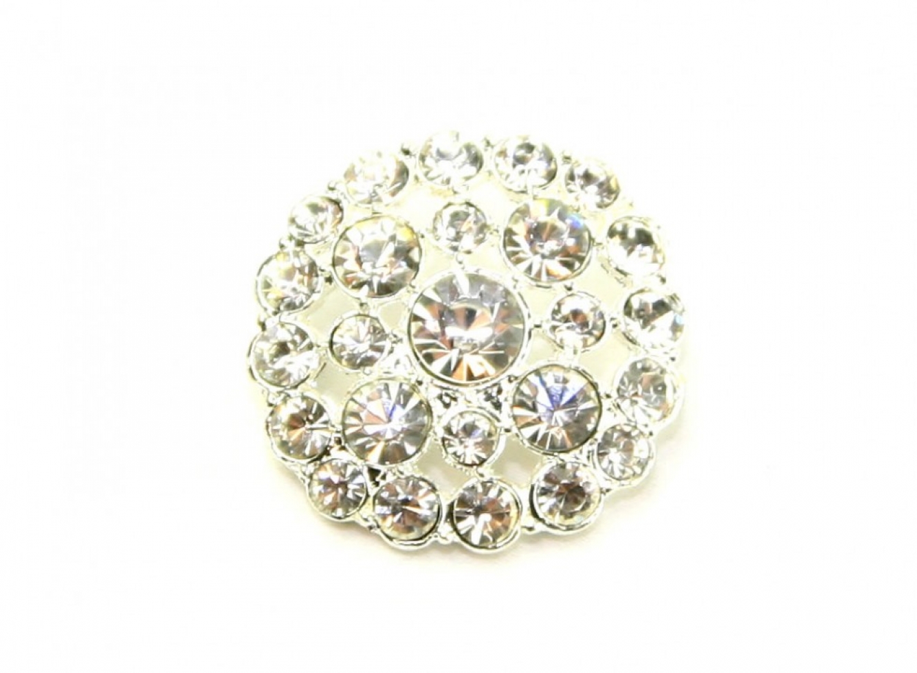 Glass Diamante Buttons Silver