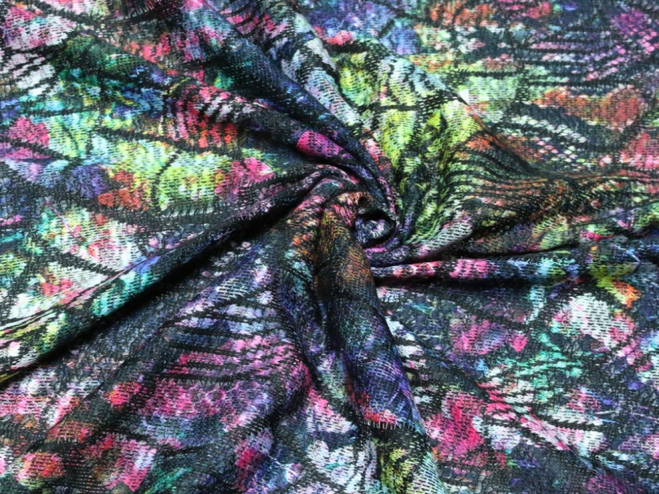 Slub Sweater Knit Stretch Fabric Pink Multi