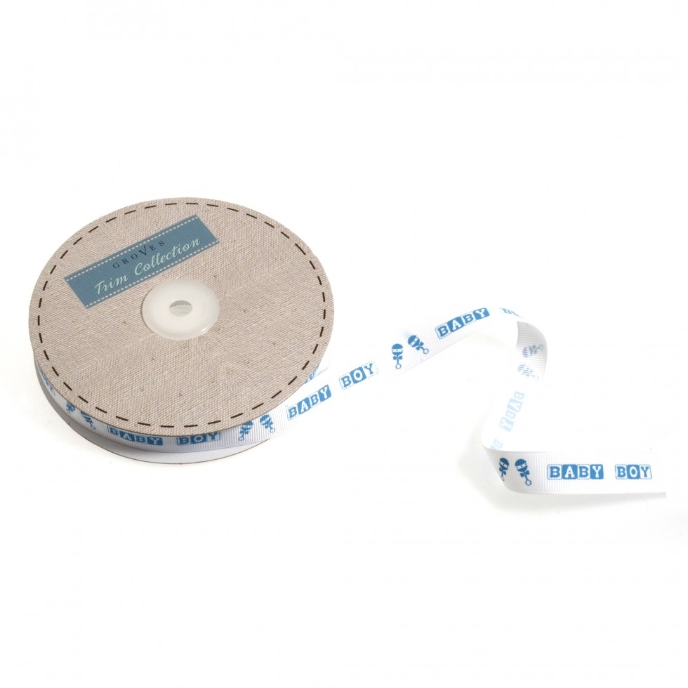 Baby Grosgrain Ribbon Blue on White