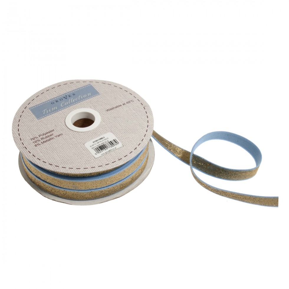 Gold Metallic Elastic Baby Blue