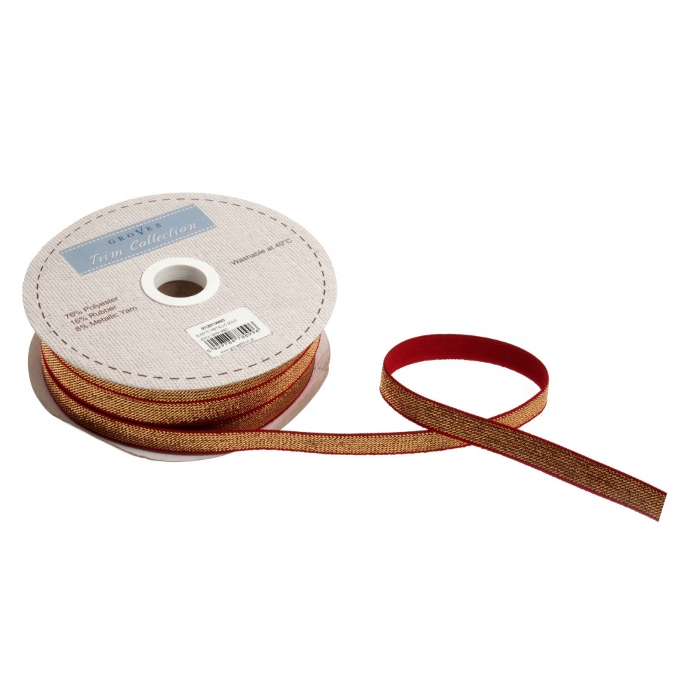 Gold Metallic Elastic Red