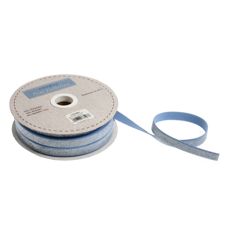Silver Metallic Elastic Baby Blue