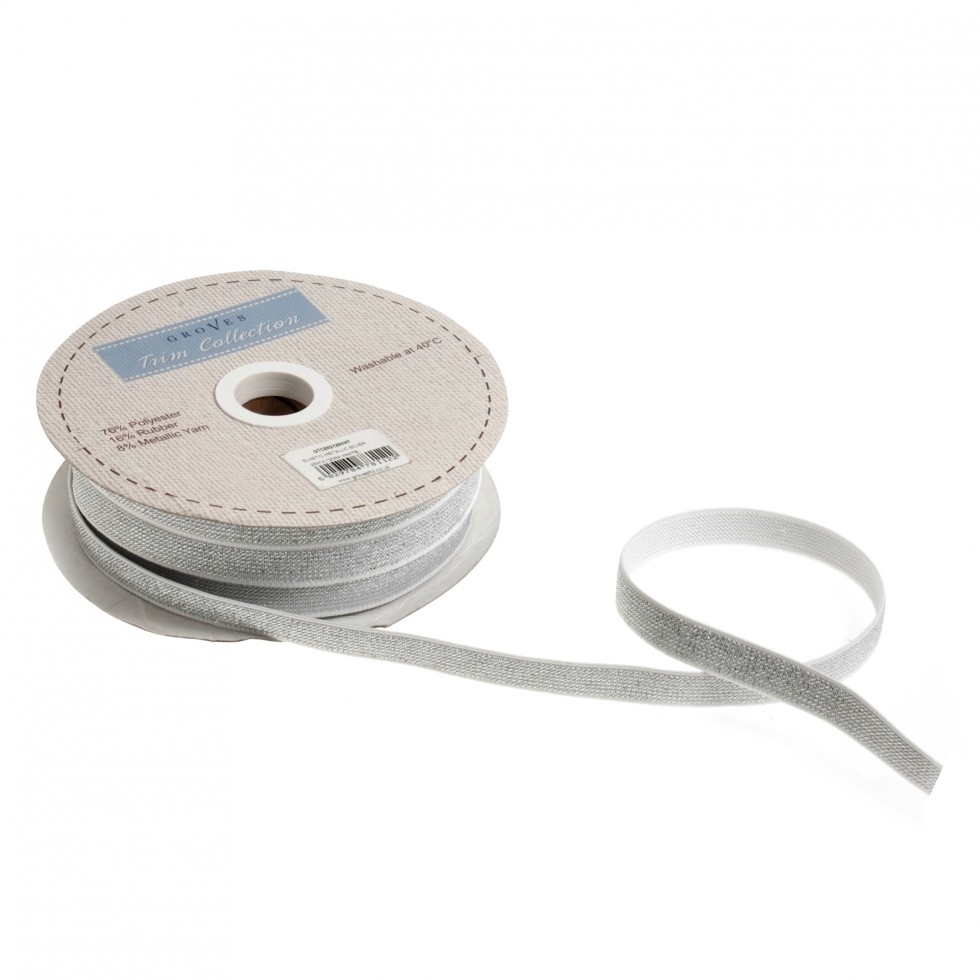 Silver Metallic Elastic White