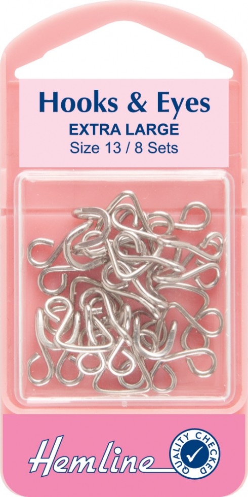 Hemline Hook & Eye Fastenings Silver