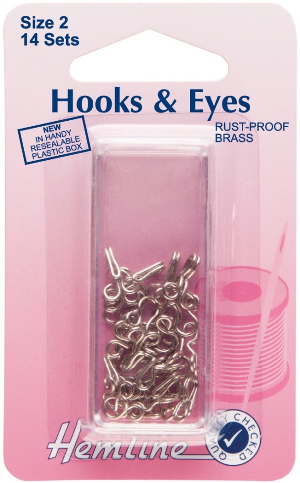 Hemline Hook & Eye Fastenings Silver