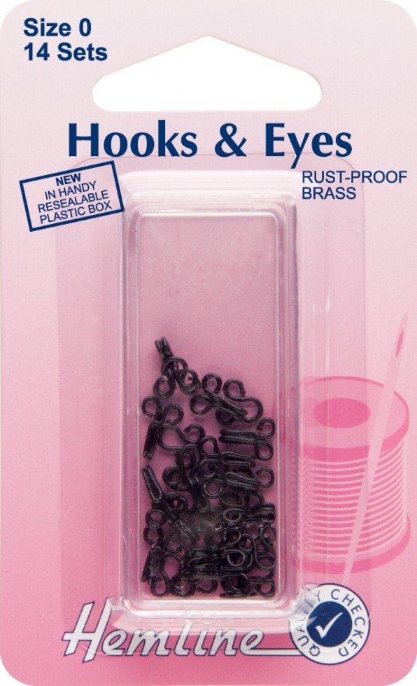 Hemline Hook & Eye Fastenings Black