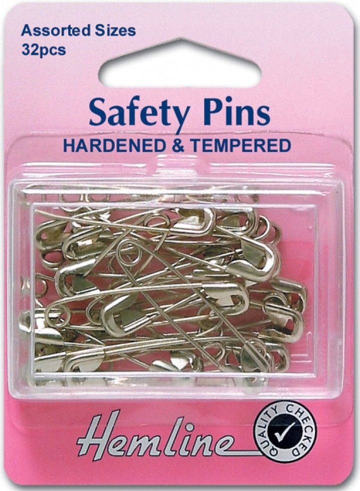 Hemline Safety Pins Nickel/Silver