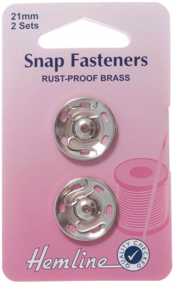 Hemline Sew On Metal Snap Fasteners Silver