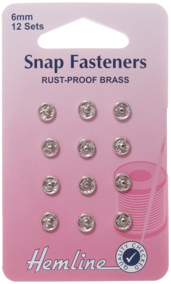 Hemline Sew On Metal Snap Fasteners Silver