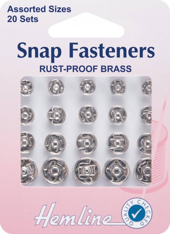 Hemline Sew On Metal Snap Fasteners Silver