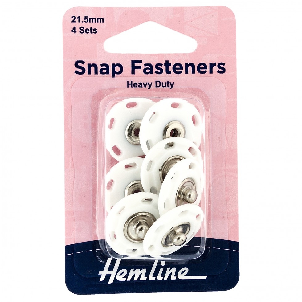 Hemline Large Sew On Snap Fasteners White