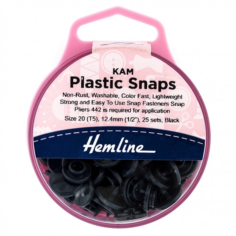 Hemline KAM Plastic Snaps Black