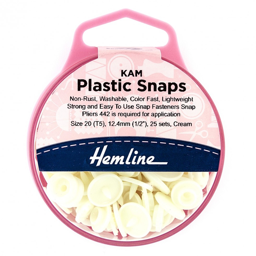 Hemline KAM Plastic Snaps Cream
