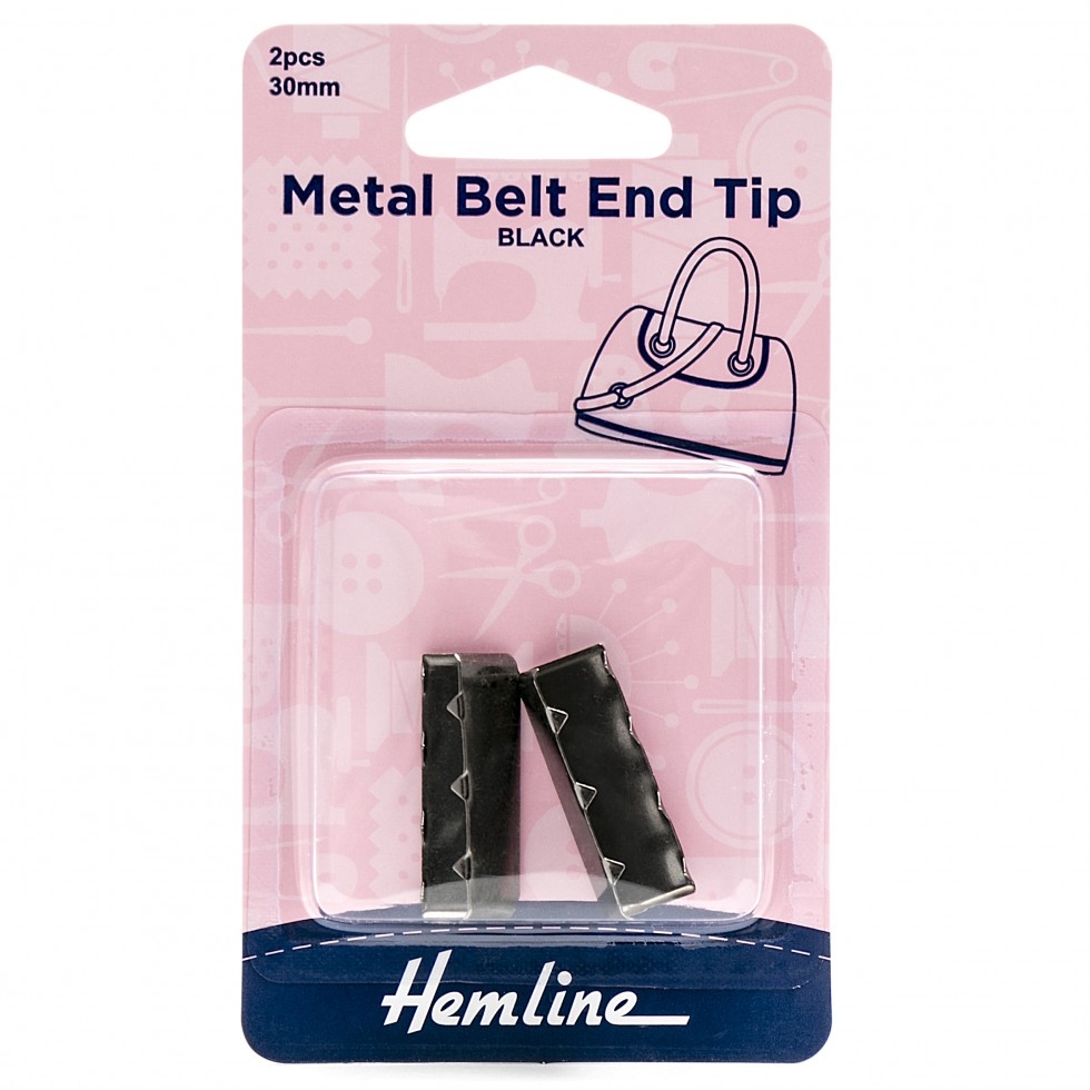 Hemline Metal Belt End Tips Nickel Black