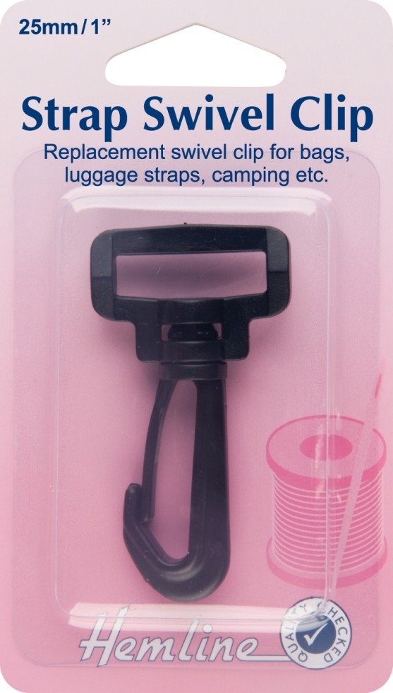 Hemline Plastic Swivel Clip Fasteners Black
