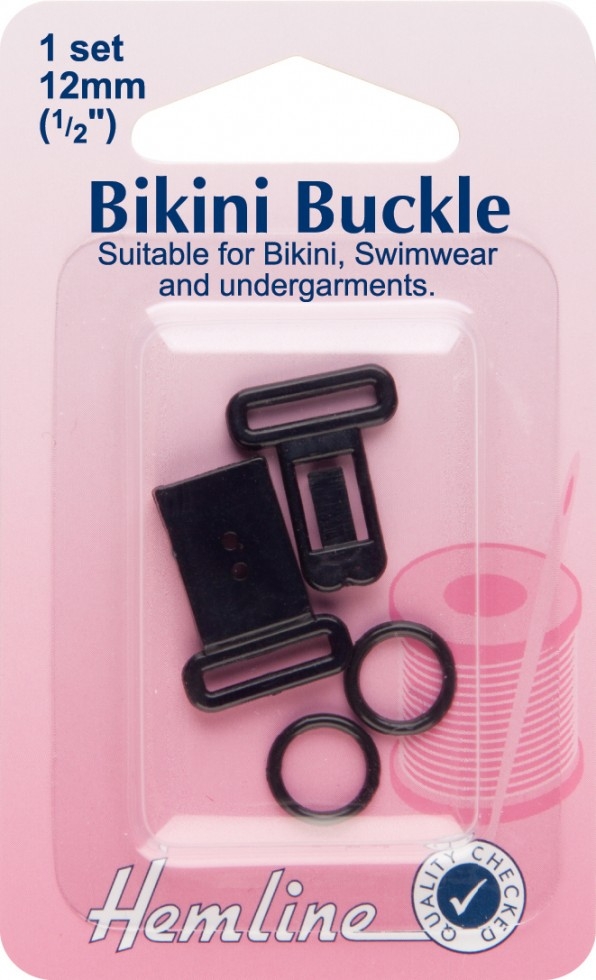 Hemline Bikini Clasp Buckles Black