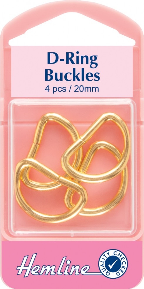 Hemline Metal D Rings Brass Gold