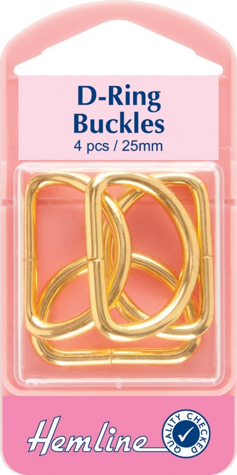 Hemline Metal D Rings Brass Gold