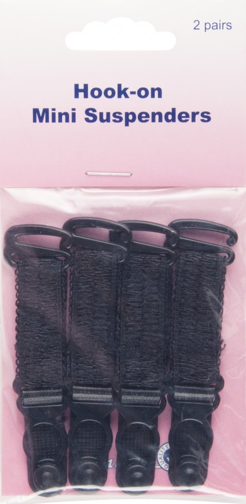 Hemline Hook On Mini Suspenders Black