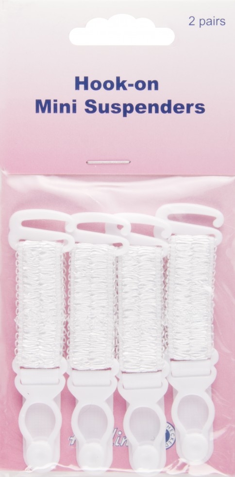 Hemline Hook On Mini Suspenders White