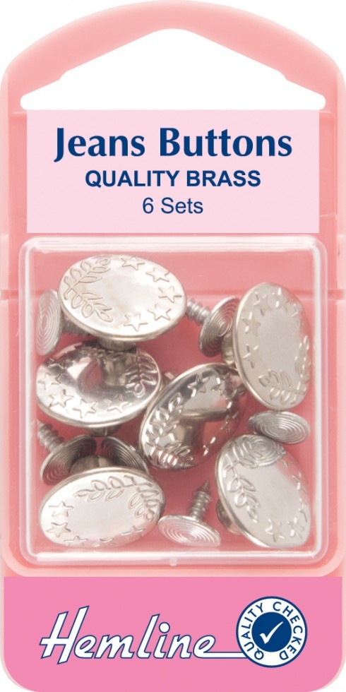 Hemline Jeans Buttons Silver