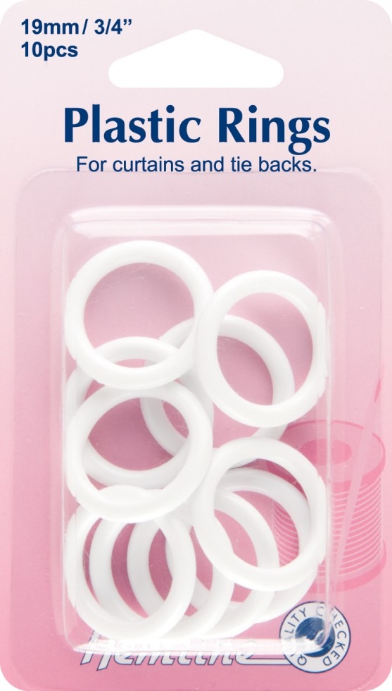Hemline Plastic Curtain Rings White
