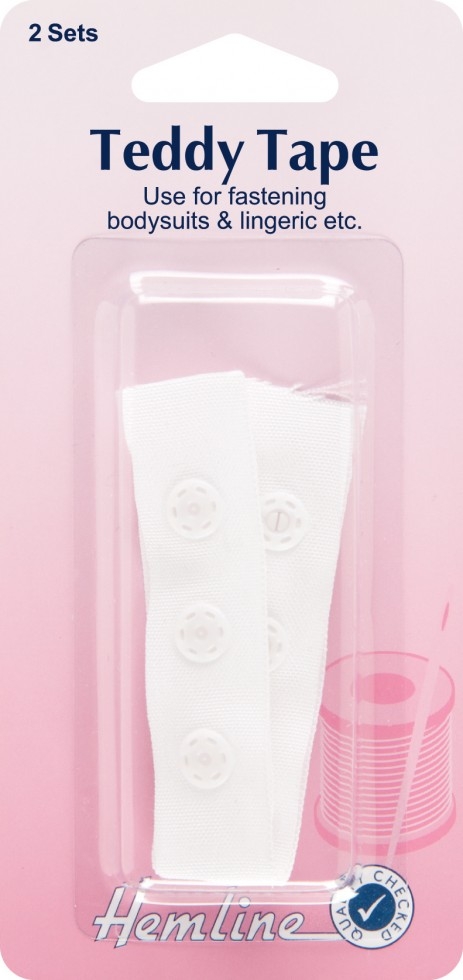 Hemline Press Fastener Snap Tape White