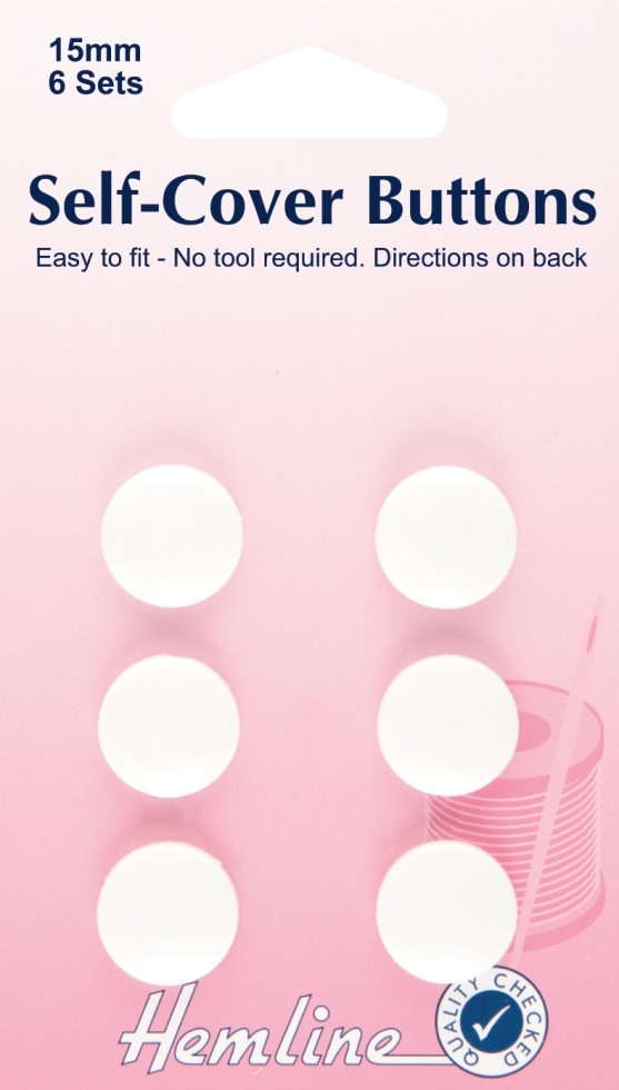 Hemline Plastic Self Cover Buttons White