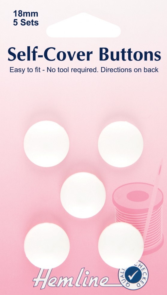 Hemline Plastic Self Cover Buttons White