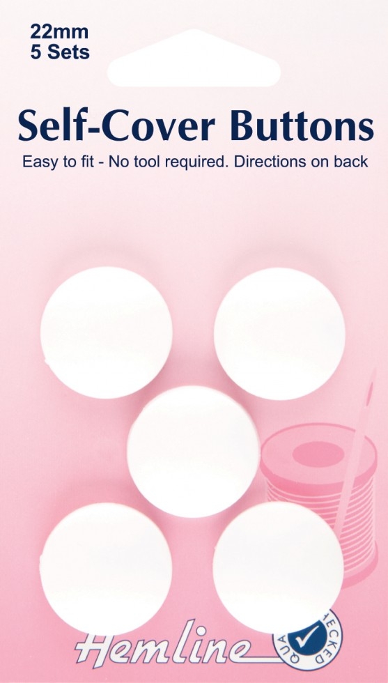 Hemline Plastic Self Cover Buttons White