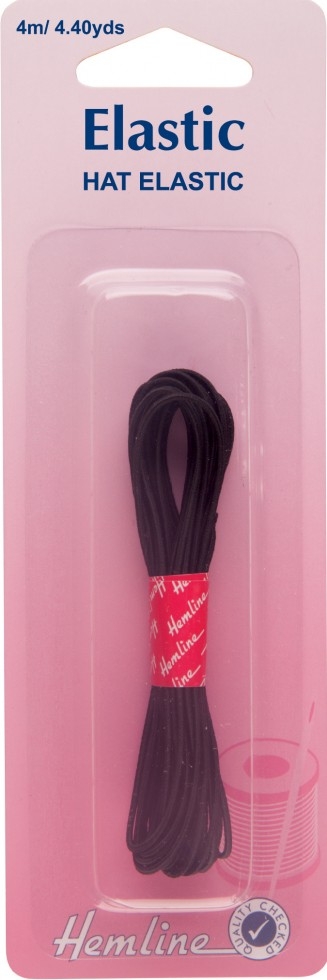 Hemline Fine Round Hat Elastic Black
