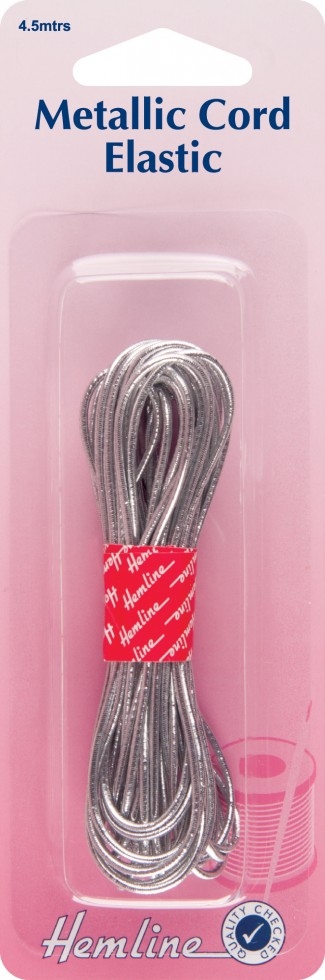 Hemline Metallic Cord Elastic Silver
