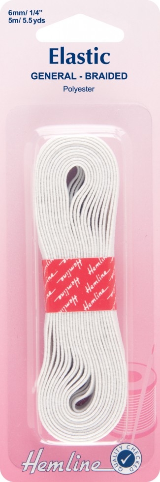 Hemline General Purpose Elastic White